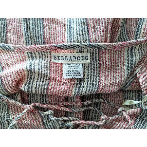 Billabong Striped Fringe Poncho S/M Red/Blue/Tan Beach Cover up Bikini Swimsuit - Picture 5 of 10